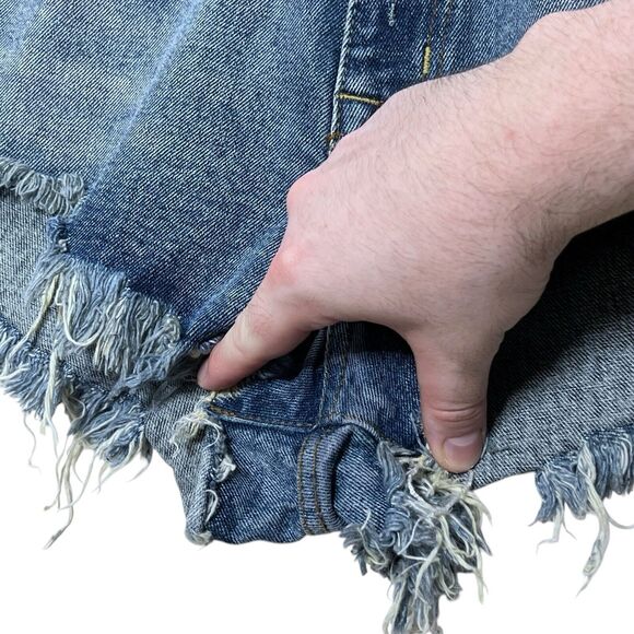 UNIF Denim Shorts Women’s 28 High-Rise Raw Hem Grunge Y2K Distressed - Picture 5 of 14